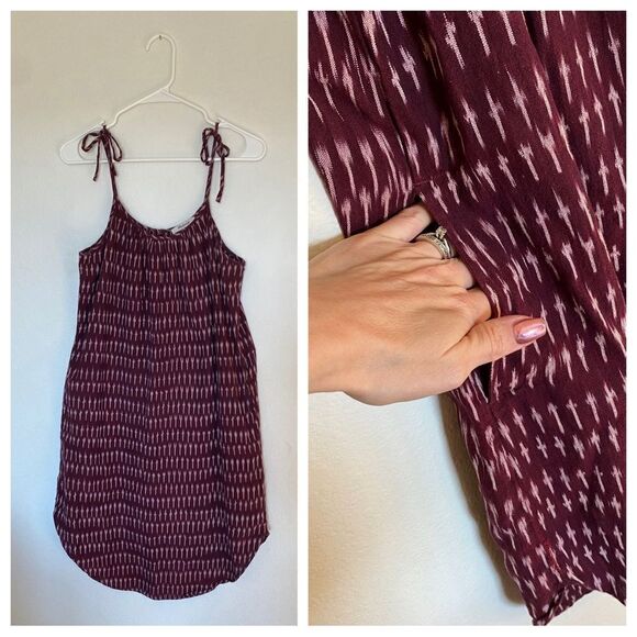 Madewell Dress Ikat Print With Pockets Small Merlot Purple Boho - Picture 8 of 10